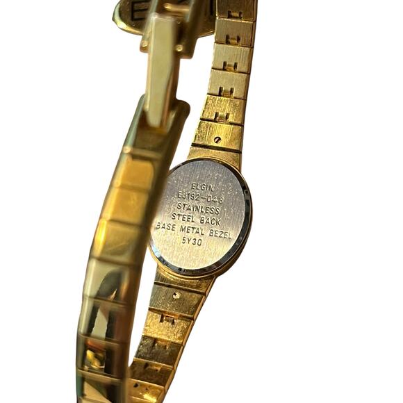 Elgin Ladies Quartz Watch Gold Tone Black Dial EJ192-048 NIB w/new battery - Picture 3 of 15